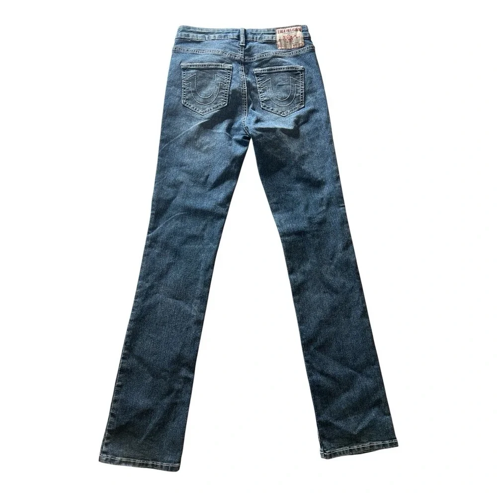 True Religion Billie Mid Rise Straight Jeans Women's 28 Medium Wash Stretch